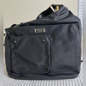 Tumi fabric and leather crossbody